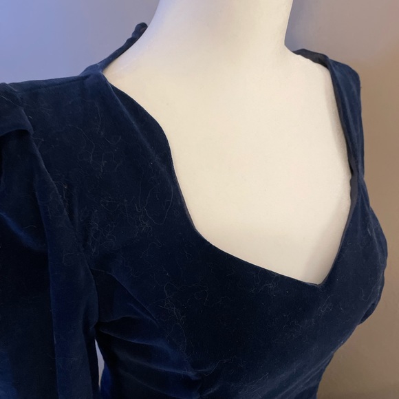 Custom made navy velvet dress size 8 - Picture 4 of 5